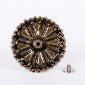 Concho i Antikkoppar med Blomdekor och Gul Turkossten 30mm