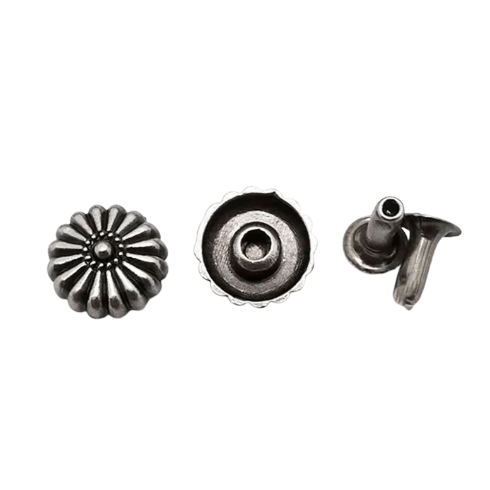 Concho i Antiksilver med Blommig Design 11mm