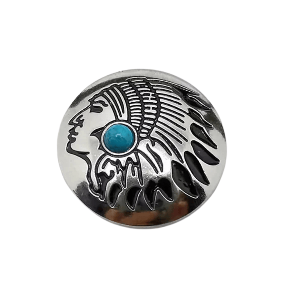 Concho indianhuvud med sten Blå