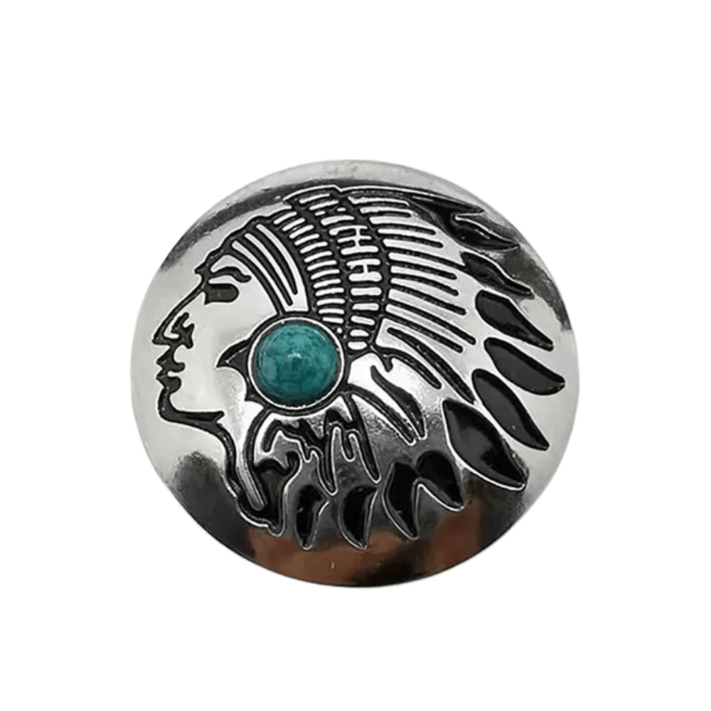Concho indianhuvud med sten Grön