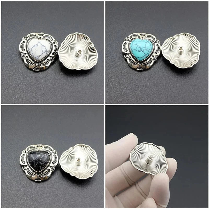 Concho Silver Hjärtformad med Färgad Sten