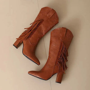 Country Boots med Fransar och Broderi