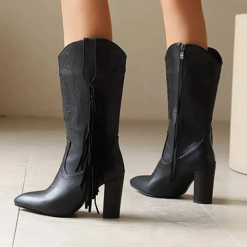 Country Boots med Fransar och Broderi