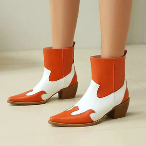 Tvåfärgade Låga Cowboy Boots för Dam