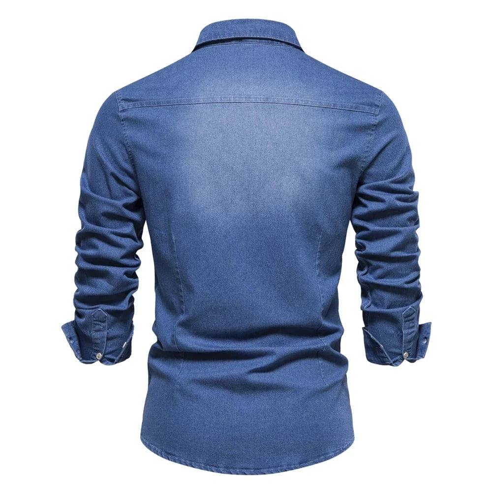 Cowboy denim skjorta herr