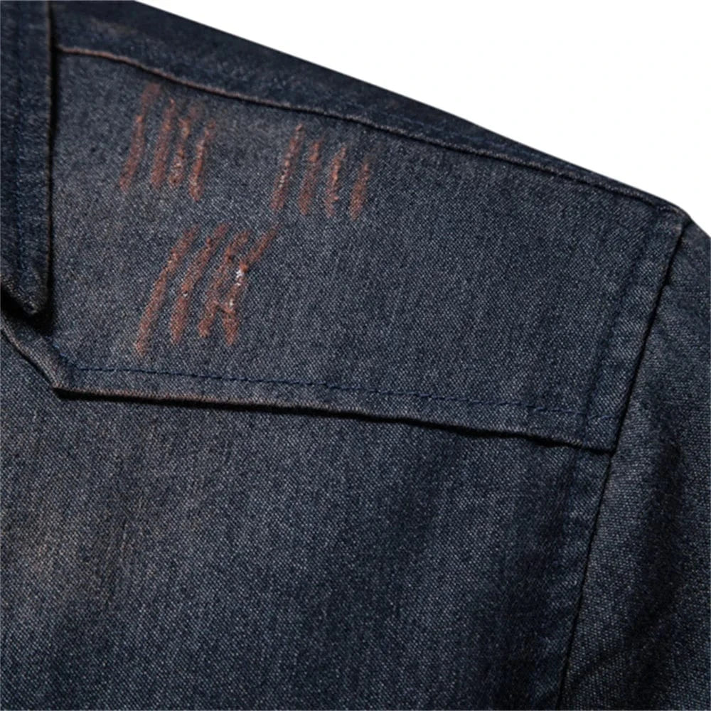 Cowboy denim skjorta herr