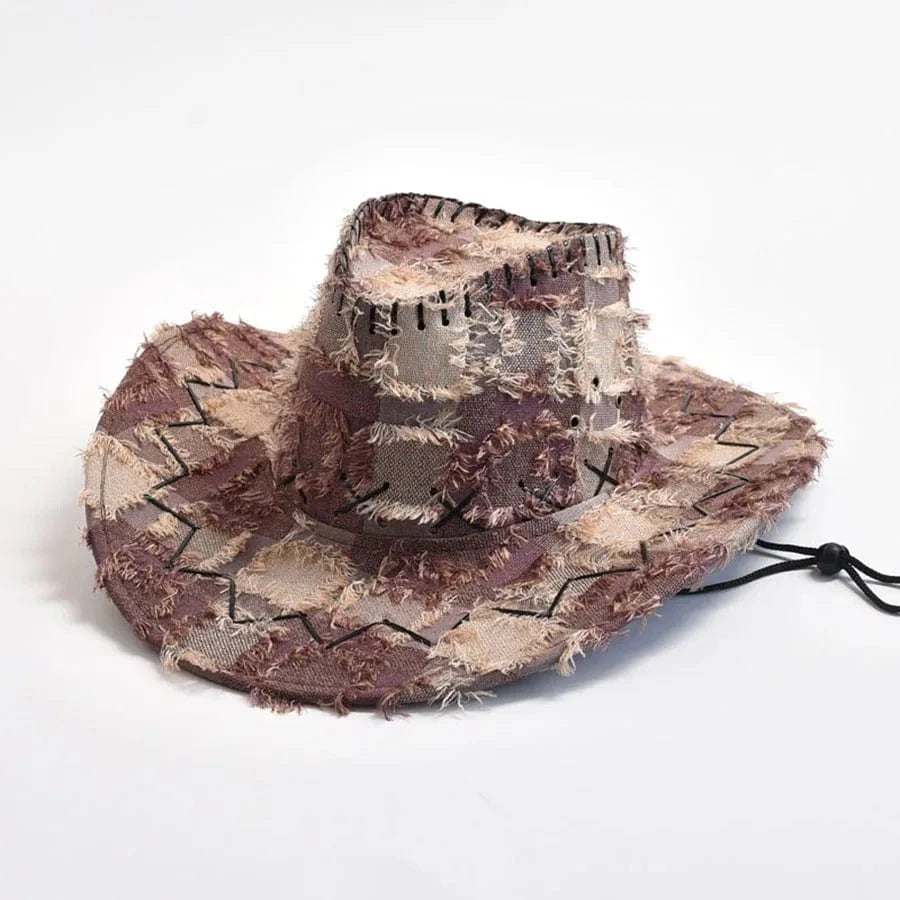 Cowboy Hat Patchwork Beige och ljusbrun / 56-58cm