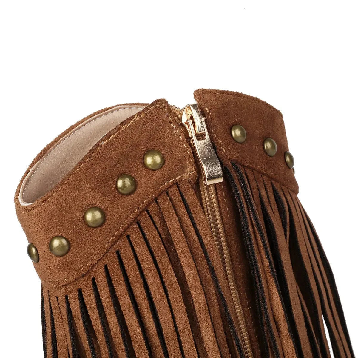 Cowboy sandaler med fransar i mockalook och nitar