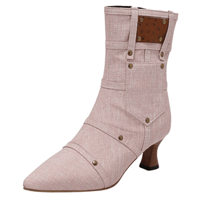 Cowboy stövletter i denim med ficka och nitar Rosa / 37