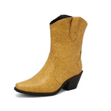 Mönstrade Låga Cowboyboots för Dam Gul / 36