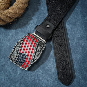 Cowboybälte Amerikansk flagga Svart / 120cm