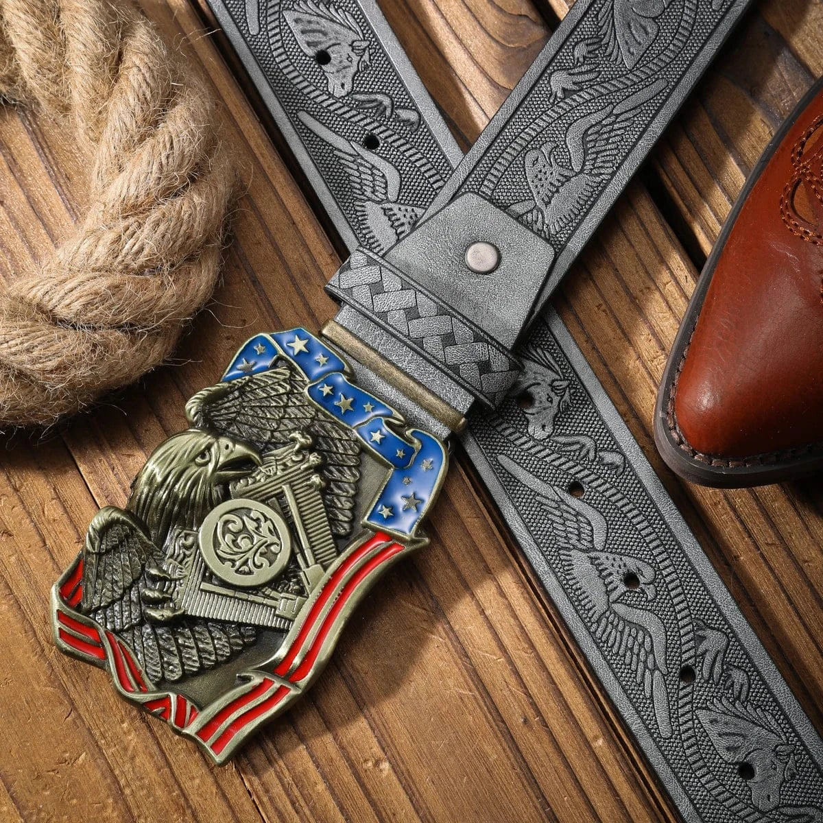 Cowboybälte amerikanskt örnspänne