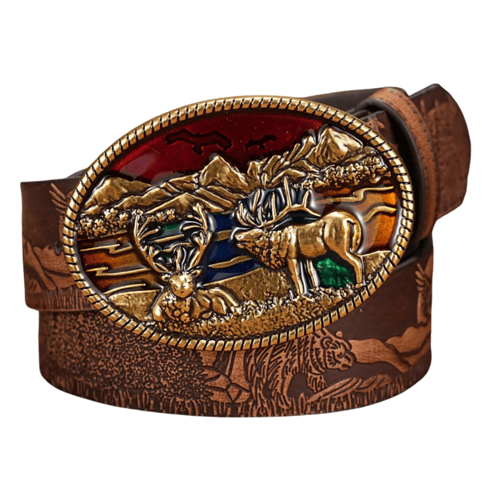 Cowboybälte färgstark westernspänne Mörkbrun / 120cm