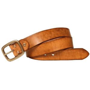 Cowboybälte i Äkta Läder med Vintage Mässingsspänne Khaki / 100cm