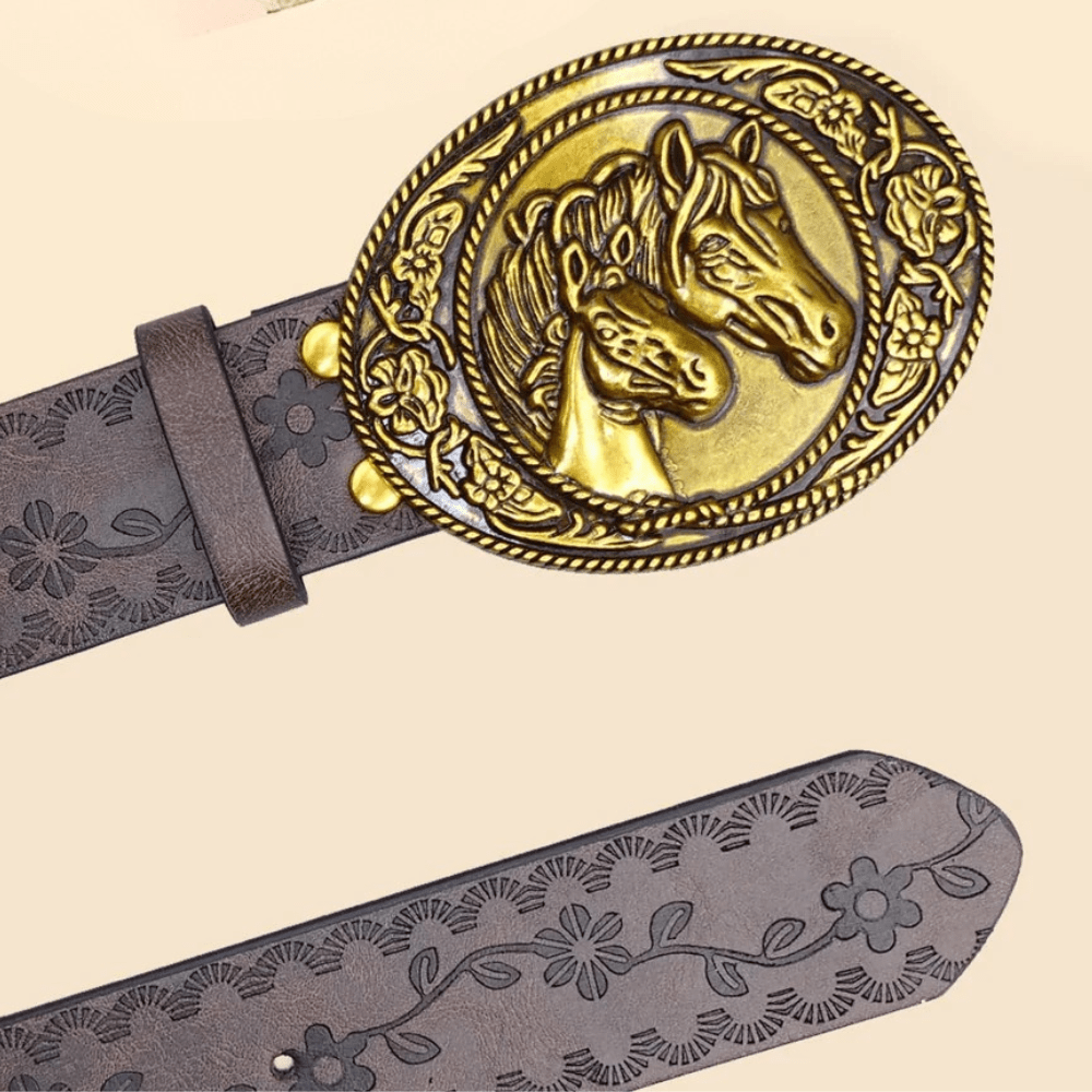 Cowboybälte i Retrostil med Hästmotiv och Präglad Design