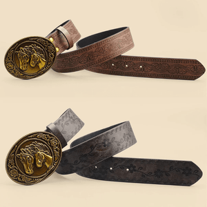 Cowboybälte i Retrostil med Hästmotiv och Präglad Design