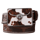 Cowboybälte kohudsmönstrat rektangelspänne Brun silver 2 / 120cm
