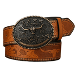 Cowboybälte med antikt longhornspänne Brun / 120cm