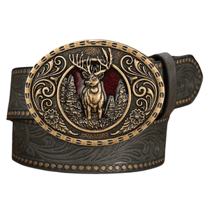Cowboybälte med hjortspänne Guld Grå / 120cm