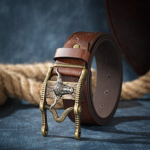 Cowboybälte med longhorn vintagespänne
