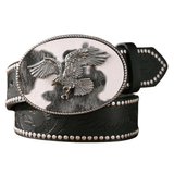 Cowboybälte med örnmotiv Svart Silver / 120cm