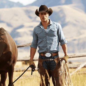 Cowboybälte med ovalt silver­spänne
