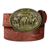 Cowboybälte med präglat westernspänne Guld brun / 120cm