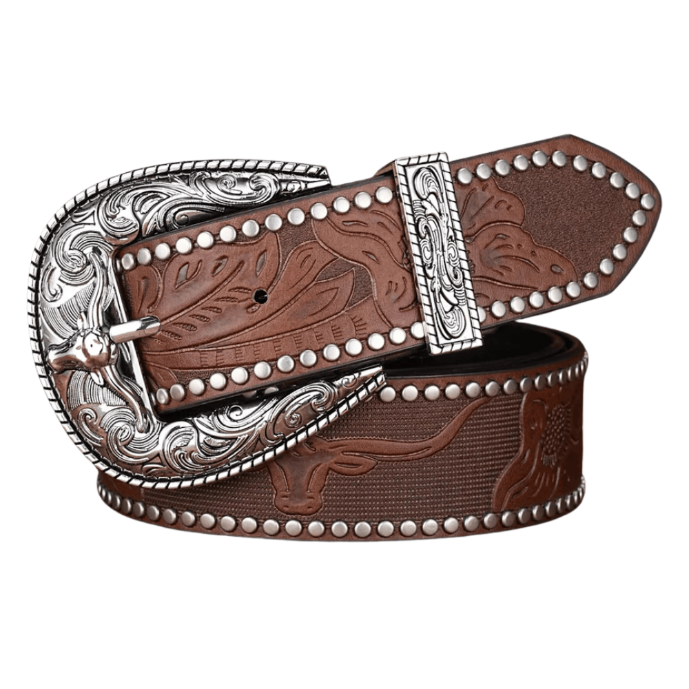 Cowboybälte med Silver­spänne Mörkbrun / 120cm