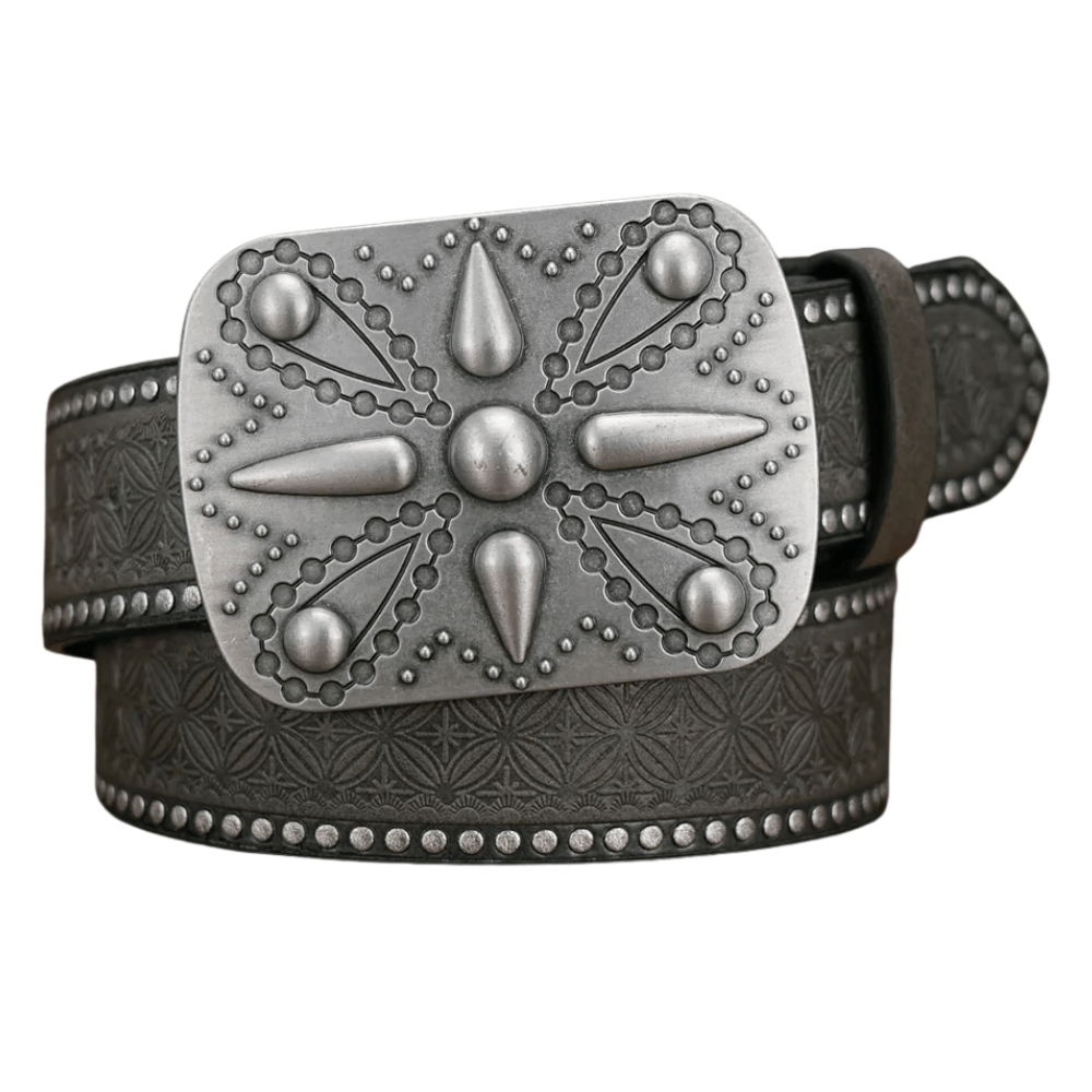 Cowboybälte med silverspänne Grå / 120cm