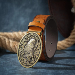 Cowboybälte med vildsvinsspänne