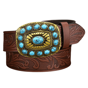 Cowboybälte stenprytt spänne Mörkbrun / 100cm