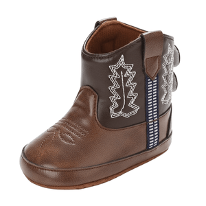 Cowboyboots baby mjukt skinn halkfria Brun / 0–6 månader