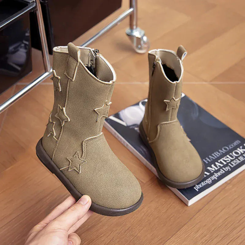 Cowboyboots barn med äkta läder och stjärndetaljer