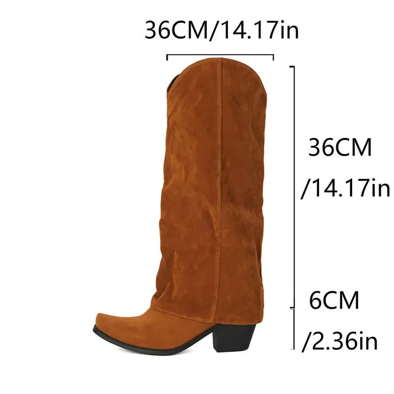 Cowboyboots i mockastil med vikt skaft och 6cm klack