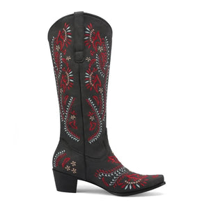 Cowboyboots med broderad design och blockklack