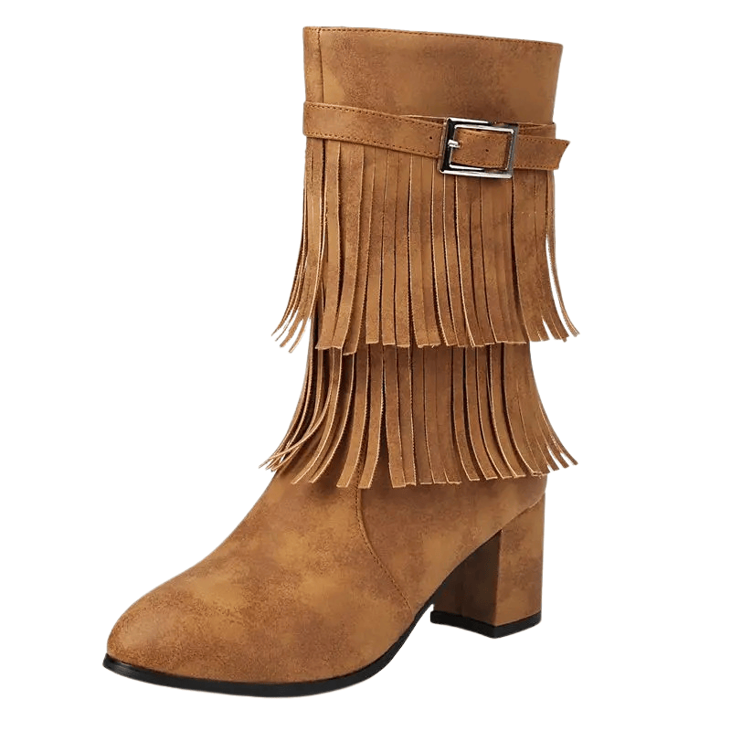 Cowboyboots med fransar och blockklack Brun / 35