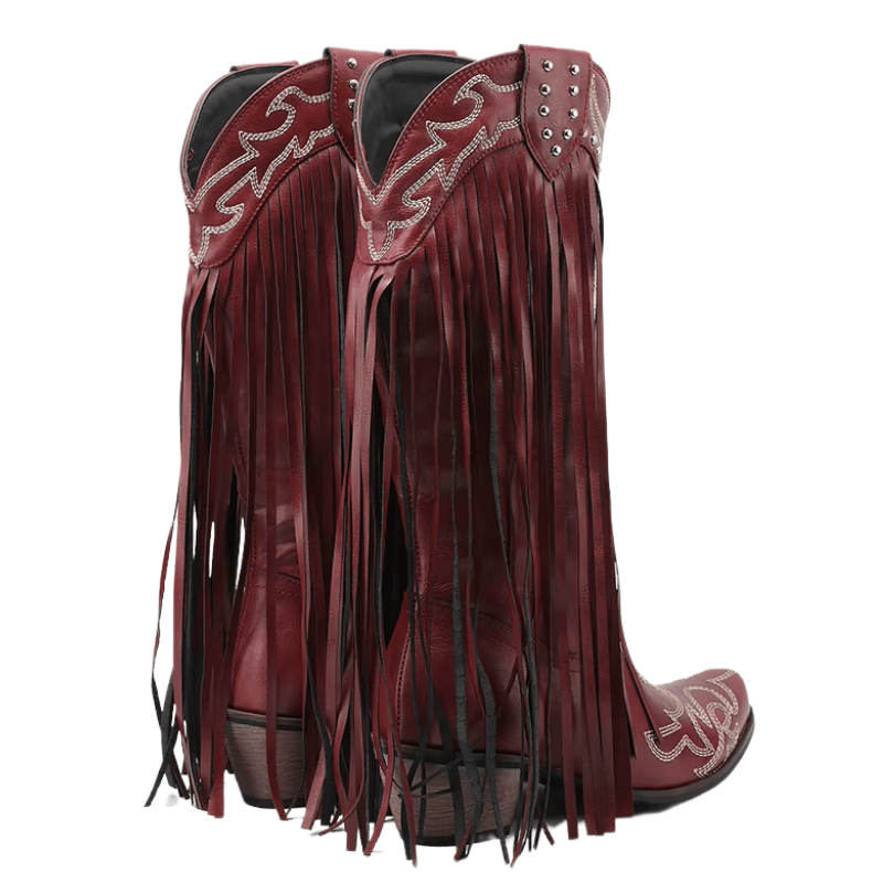 Cowboyboots med fransar och broderi i västernstil