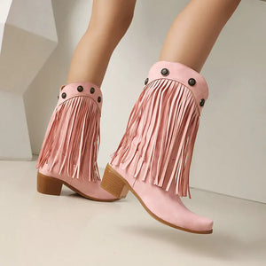 Cowboyboots med fransar och nitar i västernstil