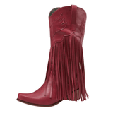 Cowboyboots med fransar och retrolook Röd / 35