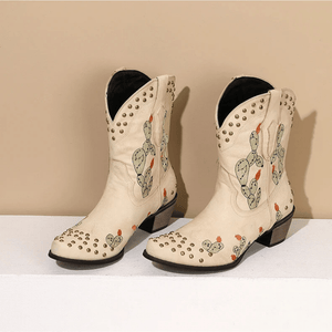 Cowboyboots med Kaktusbroderi och Nitar för Dam