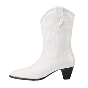 Cowboyboots med klassisk broderad westernlook Vit / 35