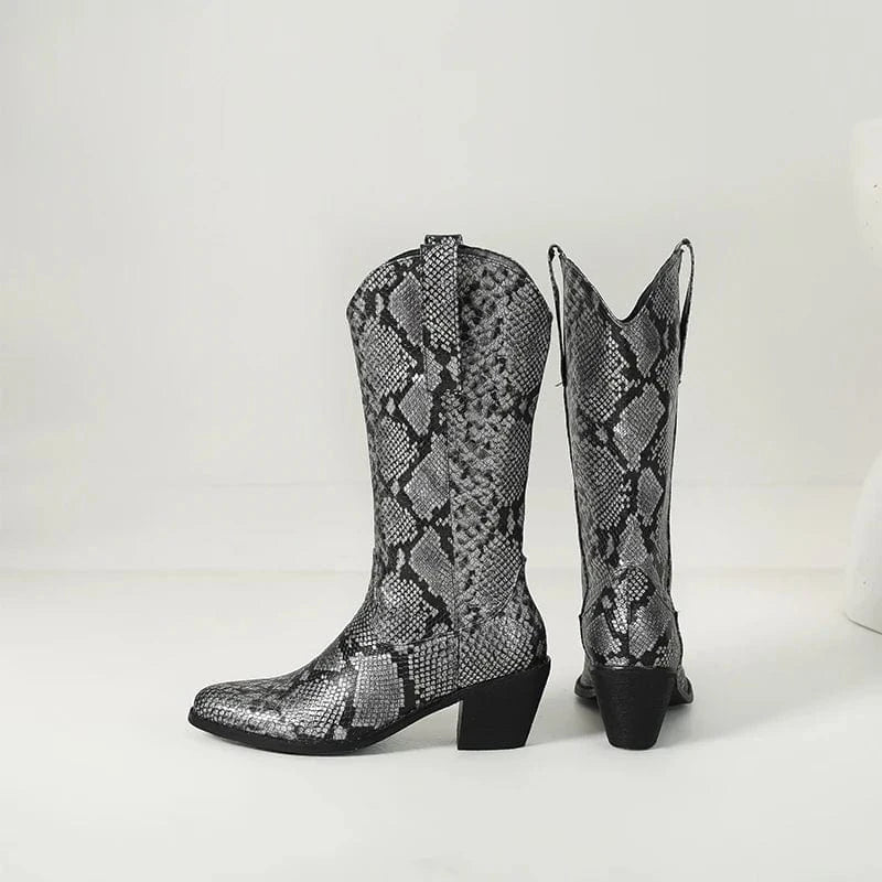Cowboyboots med Ormskinnsmönster för Dam