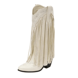 Cowboyboots med tofsar i mjukt läder och broderade detaljer Vit / 35