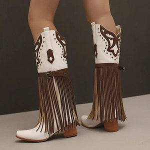 Cowboyboots med tofsar och broderad retrodesign
