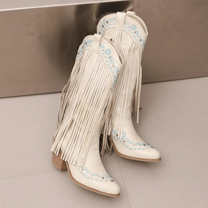 Cowboyboots med tofsar och broderad vintageinspirerad design