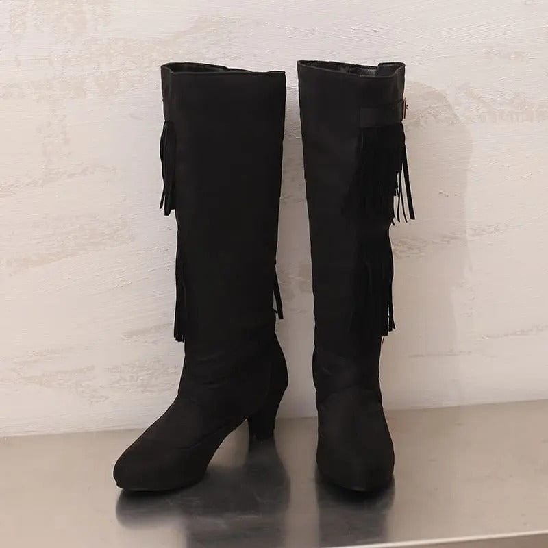 Cowboyboots med tofsar och spänndetaljer i mockalook