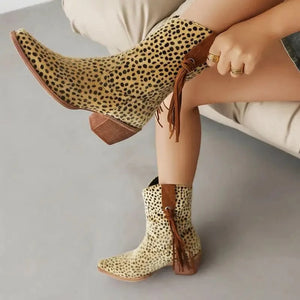 Cowboyboots med tryckt mönster