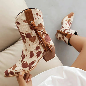 Cowboyboots med tryckt mönster