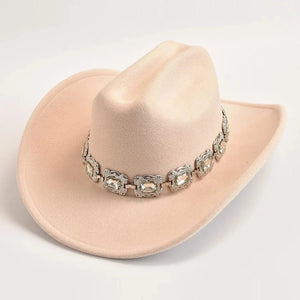 Cowboyhatt dam med dekorativt bälte i silver Beige / 57-59cm