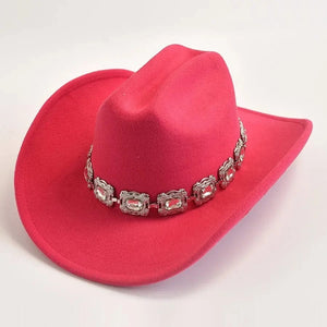 Cowboyhatt dam med dekorativt bälte i silver Ljusrosa / 57-59cm